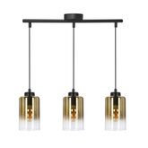Lampa wisząca Aspra potrójna szklana czarna z kloszem bursztynowym do jadalni