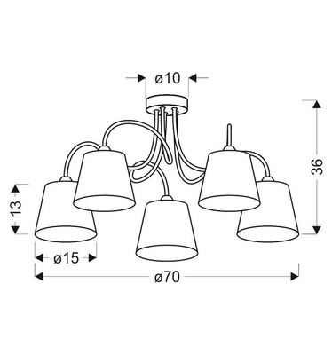Lampa sufitowa Luk z abażurami 5-punktowa do salonu