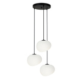 Lampa wisząca STONES w stylu Japandi - okrągła podstawa z akrylowymi kloszami 20 cm w kształcie kamienia - nowoczesne oświetlenie salonu 3x E27