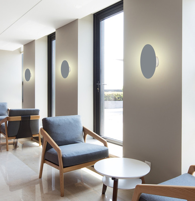 Kinkiet Holar szary metalowy LED do salonu i sypialni nowoczesny okrągły