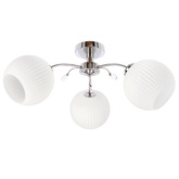 Lampa wisząca Yoko potrójna z białym kloszem szklana srebrna E27