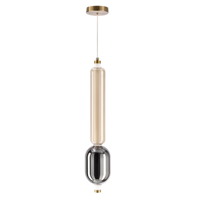 Lampa wisząca Kelly szklana tuba do salonu złota LED 8W 2700K 1 punkt światła
