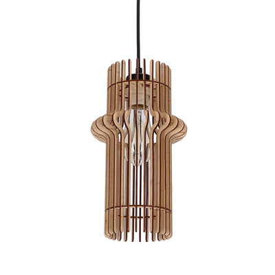 Lampa wisząca Eco pojedyncza z abażurem drewnianym do salonu 1xE27 srebrna