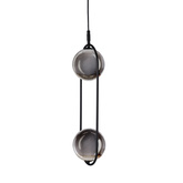 Lampa wisząca CORDEL elegancka - czarna z grafitowymi kloszami kulkami - minimalistyczne oświetlenie salonu 2x G9 LED