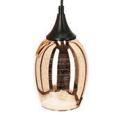 Lampa wisząca Marina szklane lustrzane klosze miedziane potrójna do jadalni