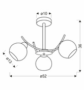 Lampa sufitowa AMOS ze szklanymi kloszami 3-punktowa do jadalni metalowa