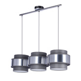 Lampa wisząca z abażurami Hare chrom szary+srebrny potrójna do jadalni