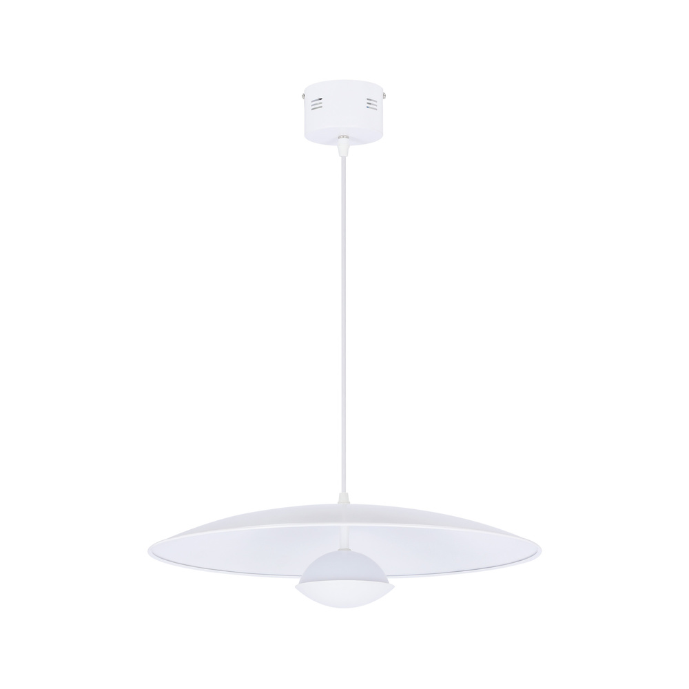 Lampa wisząca LUND 48 cm minimalistyczna – biały klosz talerz - skandynawska lampa do jadalni i salonu LED