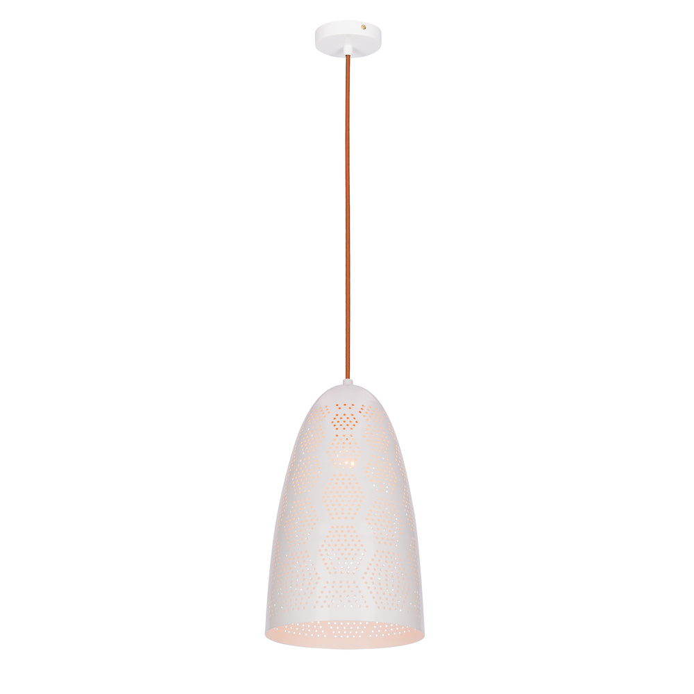 Lampa wisząca Bene biała ażurowa pojedyncza do kuchni i jadalni E27