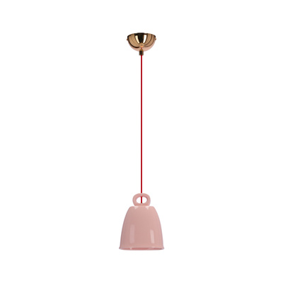 Lampa wisząca SEWILLA różowa - z ceramicznym kloszem - skandynawska lampa do jadalni