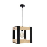 Lampa wisząca Varna czarna drewniana loft do salonu 1xE27 regulowana