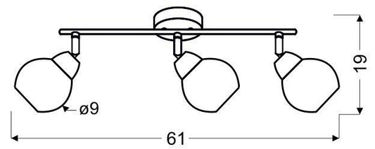 Lampa sufitowa FORT listwa ze szklanymi kloszami regulowana 3-punktowa