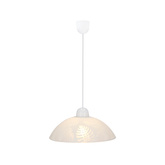 Lampa wisząca Alcara szklana z białym kloszem z wzorem do salonu E27