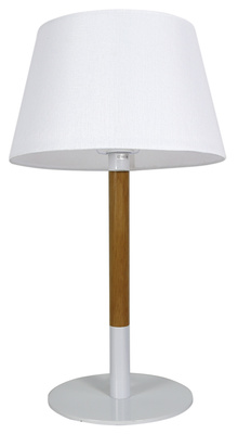 Lampka nocna Surf metalowa drewniana biała na biurko z oprawą E27
