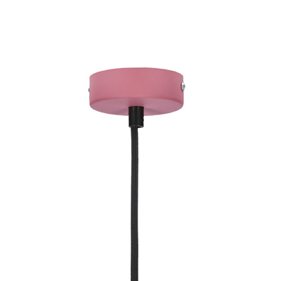 Lampa wisząca Faro Ledea różowa metalowa z drewnem pojedyncza do salonu