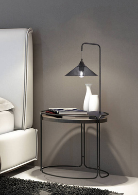 Lampka nocna Kiruna metalowa czarna nowoczesna E27