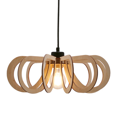 Lampa wisząca Eco 5 drewniana z abażurem pojedyncza E27 do salonu
