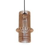 Lampa wisząca Eco pojedyncza z abażurem drewnianym do salonu 1xE27 srebrna