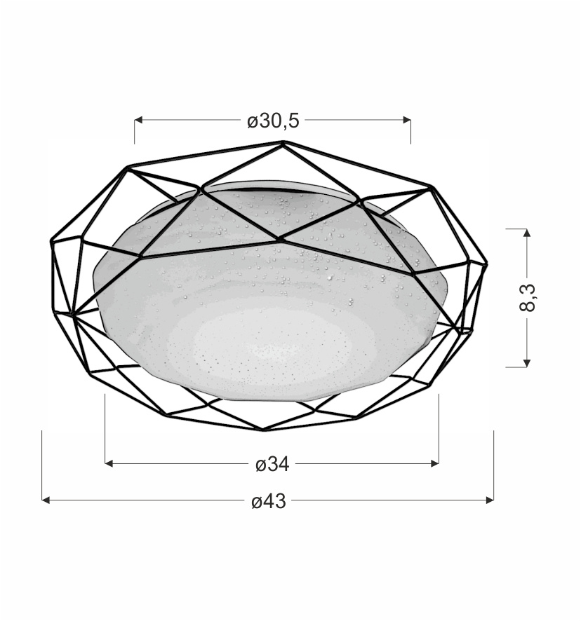 Plafon LED SVEN okrągły 28W 3000K czarny 43 cm nowoczesny