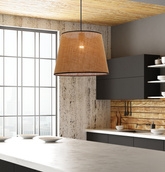 Lampa Wisząca Czarny 1X40W E27 Abażur Beżowy Jutland