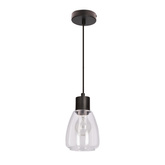 Lampa wisząca Moldo szklana czarna z przezroczystym kloszem do salonu E27 1-płomienna