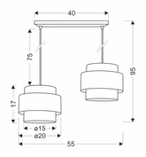 Lampa wisząca z abażurami Cork biała podwójna do jadalni nad stół