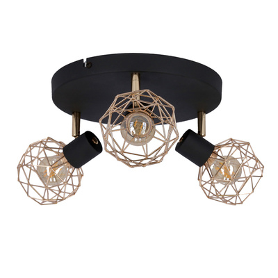 Lampa sufitowa Acrobat okrągła regulowana 3-punktowa do salonu metalowa