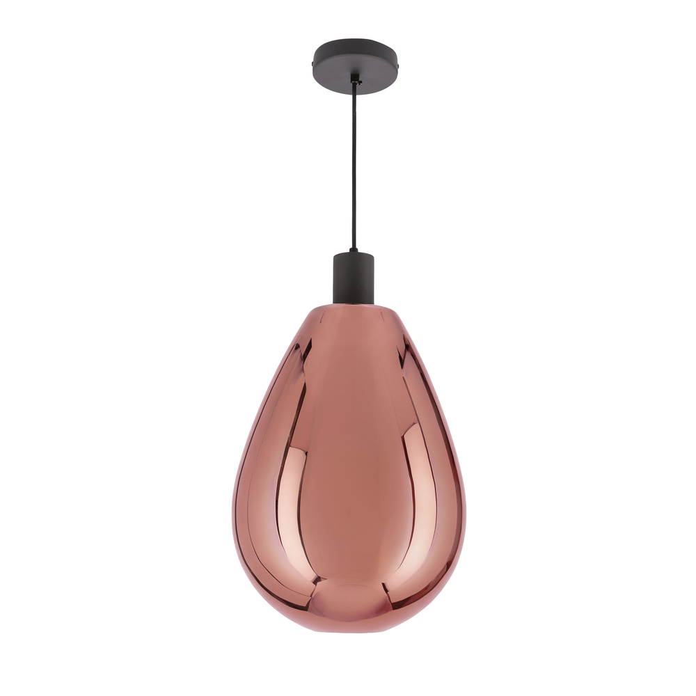 Lampa wisząca Denso 20 szklana czarna z kloszem miedzianym nad stół