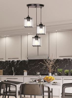 Lampa wisząca Glassia potrójna z kloszem akrylowym do salonu E27