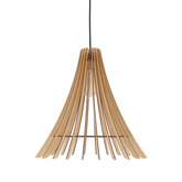 Lampa wisząca Eco pojedyncza z abażurem drewnianym do salonu E27