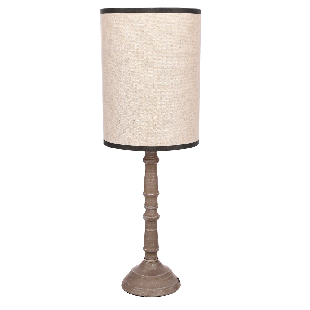 CARDINALE lampa stołowa h-52 cm ciemny szary 1x40 E27 abażur jasny lniany