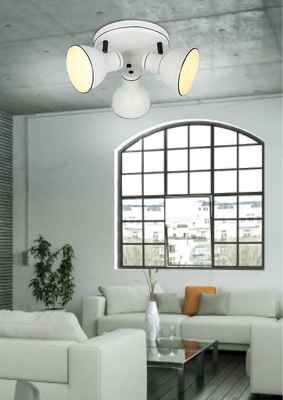 Lampa sufitowa Zumba biało-czarna regulowana 3-punktowa metalowa E14
