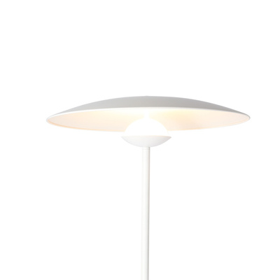 Lampa stojąca LUND w stylu skandynawskim – biały klosz talerz - nowoczesna lampa podłogowa LED