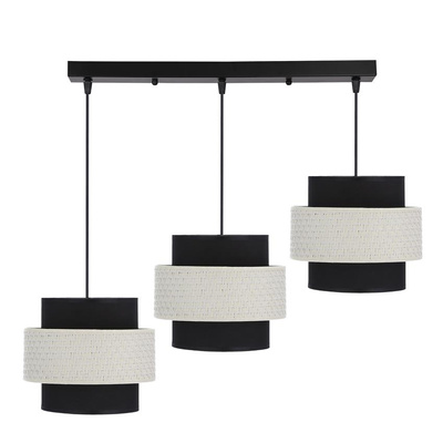 Lampa wisząca z abażurami Benta nowoczesna potrójna do jadalni nad stół czarna