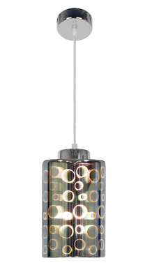 Lampa wisząca Nocturno szklany klosz 3D srebrna do salonu regulowana E27