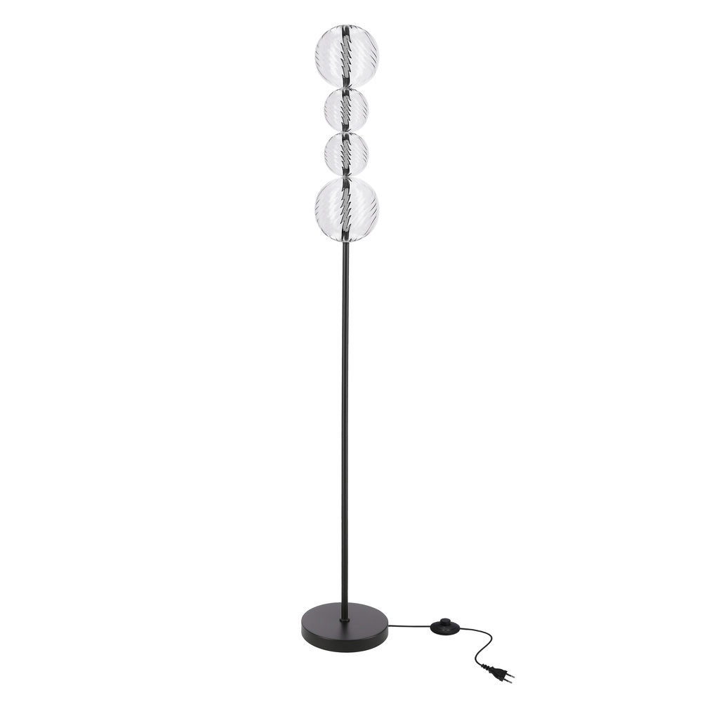 Lampa podłogowa Playa szklana transparentna czarna LED 15W 3000K z kloszami kula