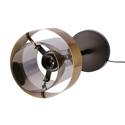 Lampka nocna Spiega szklana metalowa czarny mosiądz E27