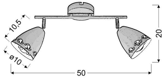 Lampa sufitowa Coty listwa regulowana 2-punktowa do korytarza