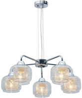 Lampa wisząca Ray szklana chromowa 5-płomienna do salonu E14