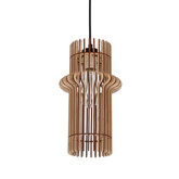 Lampa wisząca Eco pojedyncza z abażurem drewnianym do salonu 1xE27 srebrna