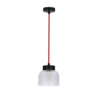 Lampa wisząca Liverpool Ledea szklana klosz 15 cm czerwony kabel 1xE27 do kuchni