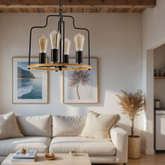 Lampa wisząca Datus do salonu loftowa czarna 4-płomienna E27 metalowa
