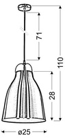Lampa wisząca Pensilvania metalowa miedziana do kuchni pojedyncza E27
