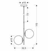 Lampa wisząca Duo kula podwójna do salonu czarno złota klosze białe E14