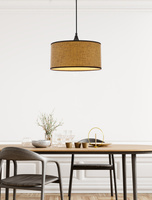 Lampa wisząca z abażurem Anaka beżowo-brązowa do salonu E27