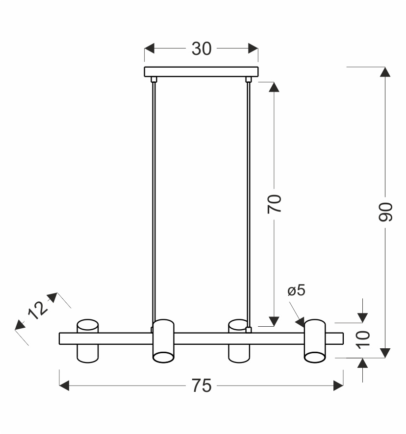 Lampa wisząca Xilo do jadalni potrójna na belce metalowa GU10 biała
