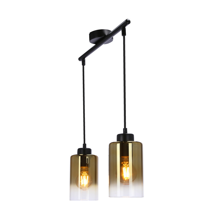 Lampa wisząca Aspra podwójna szklane klosze bursztynowe do kuchni i jadalni