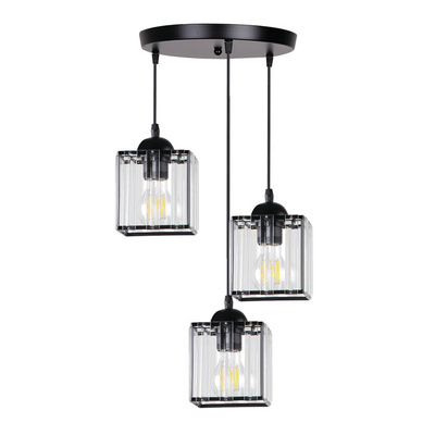 Lampa wisząca Glassia potrójna z kloszem akrylowym do salonu E27