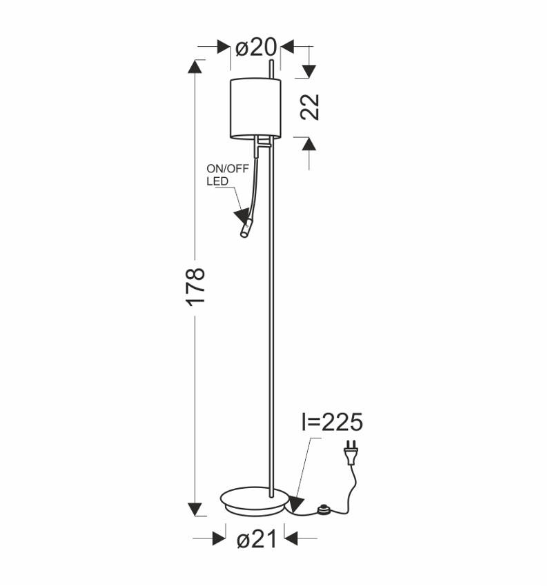 Bendi lampa podłogowa czarna 1x40w e27+3w led Abażur zielony 51-25265
