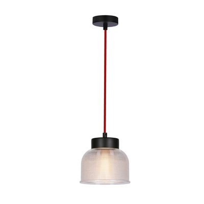 Lampa wisząca Liverpool Ledea szklana klosz 15 cm czerwony kabel 1xE27 do kuchni